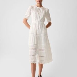 Lace button up midi dress